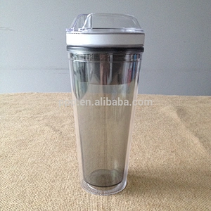 food grade BPA free logo customized double wall plastic Factory Cheap 500ml Disposable Snack Drink Cup with Straw