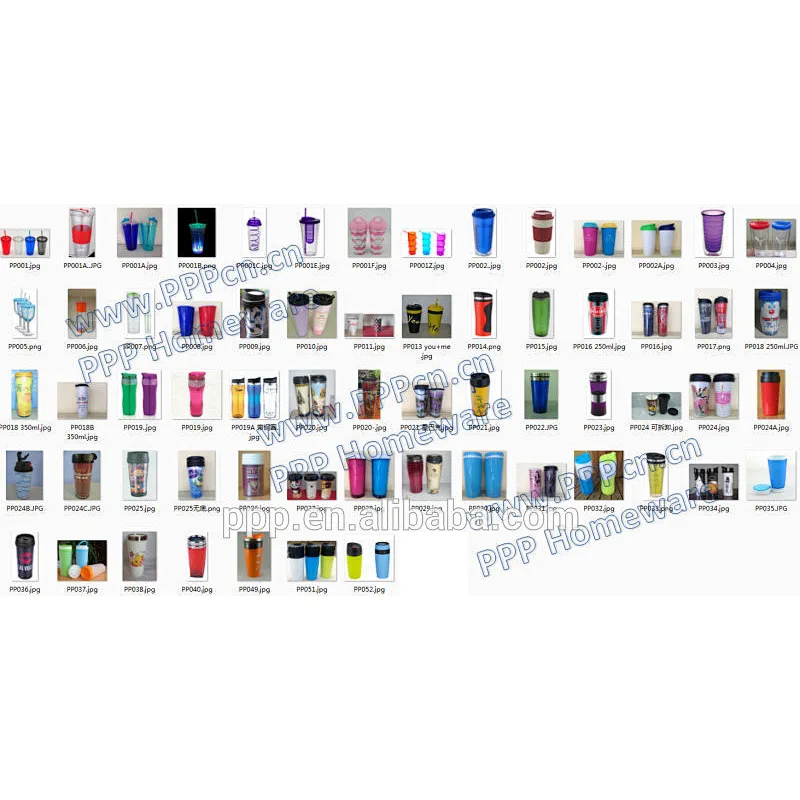 High qualityplastic coffee mug//easy grip handle travel tumbler/paper inserted promotional coffee cup
