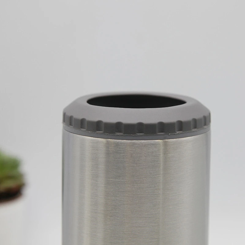 14oz double wall stainless steel vacuum insulated cola can coozie tumbler with 2 screw lids optional