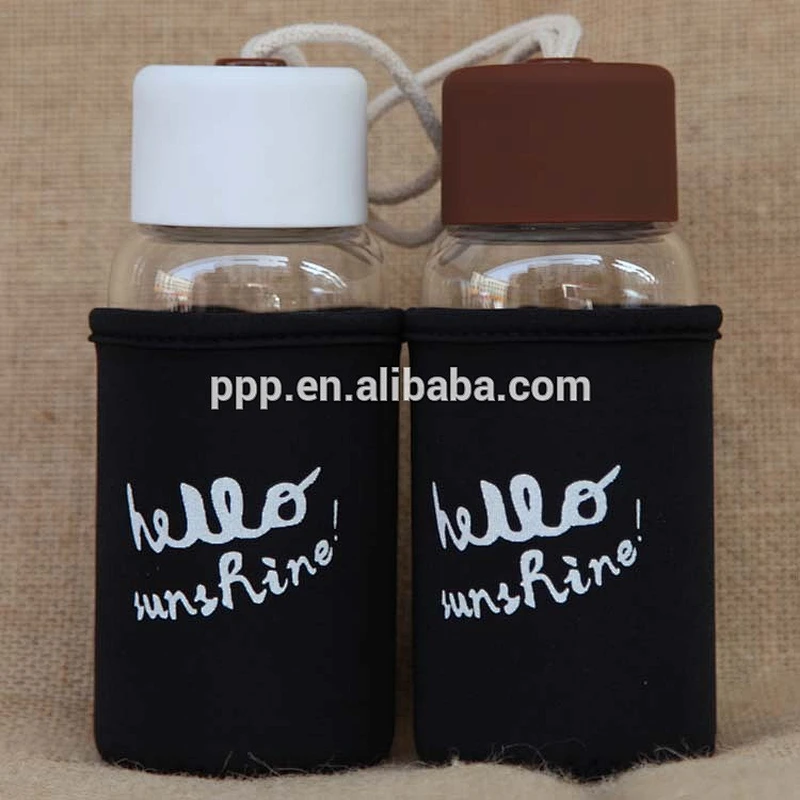 Easy Carry customizable logo Borosilicate Glass Sports Water Bottle