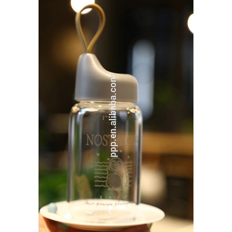 Good Quality Cute Simple Design Glass Water Bottle with Strap