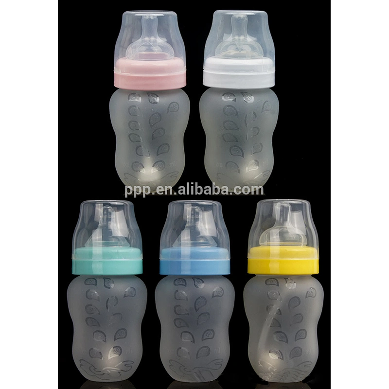 180ml food grade BPA free factory direct wholesale logo customize single wall plastic kid's feeding bottle with nipple and straw