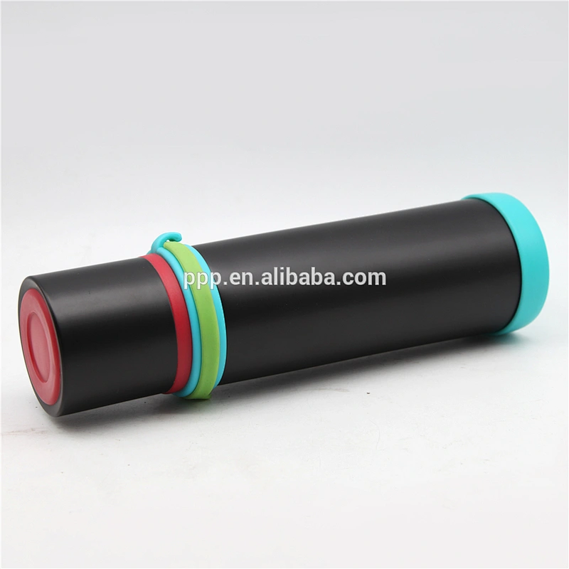 Double wall stainless steel insulated drinking water bottle with wrist strap