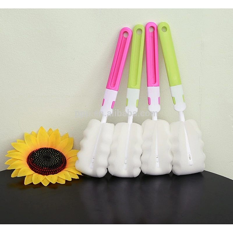 Mini portable baby bottle brush handled cleaning brush plastic healthy sponge brush/detachable