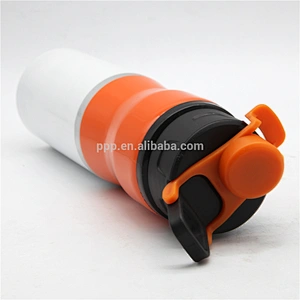 500ml single wall stainless steel sports water bottle with 2 color spray paint/portable with waistline and fixed handle