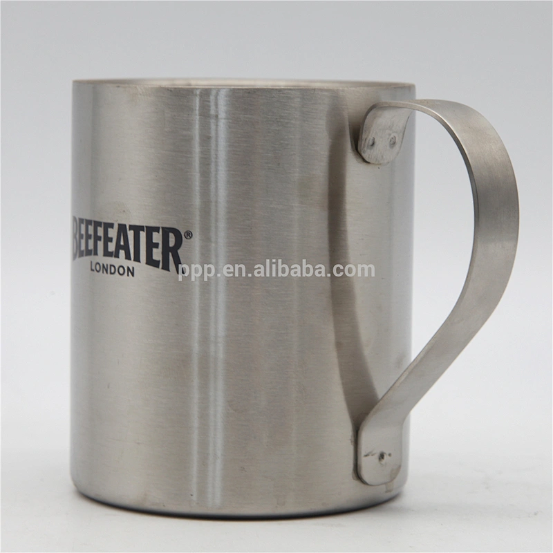 factory wholesale double wall stainless steel logo customized beer mug with fixed compressed handle/coffee mug without lid