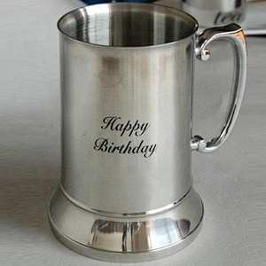 factory wholesale double wall stainless steel logo customized beer mug with fixed Mountaineering buckle handle/coffee mug