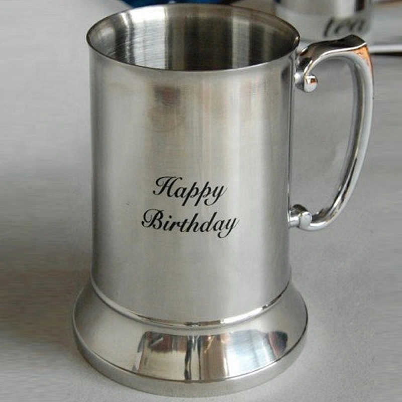 factory wholesale double wall stainless steel logo customized beer mug with fixed Mountaineering buckle handle/coffee mug