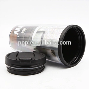 Fashion 450ml Standard Double Wall PP New Material Promotional AD Insulated Auto Mug With Inserted Drawing Paper Anti Proof Lid