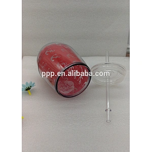 Double wall plastic BPA free egg shape water tumbler with clear plastic lid