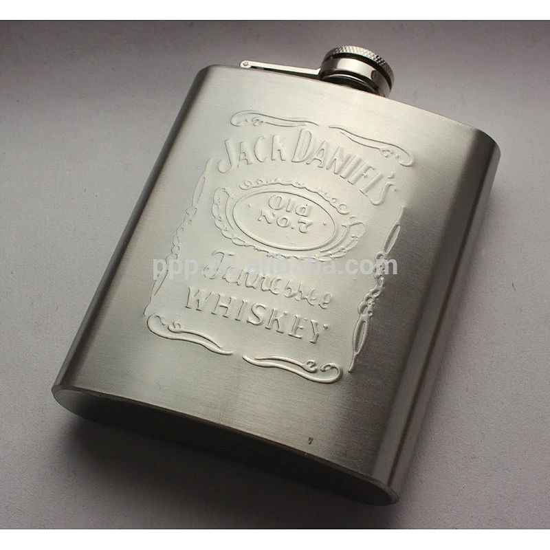 6oz embossed mini flask set with funnel and cups gift box packing hip flask set 18-8 stainless steel hip flask set Pb free