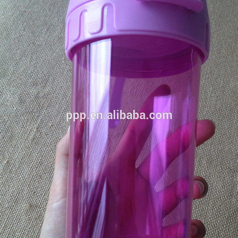 BPA free single wall plastic leakproof sports water bottle with handle