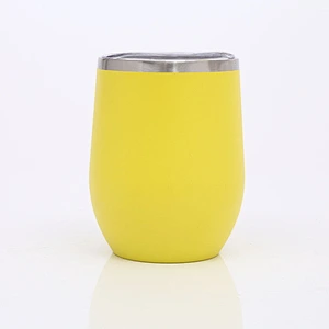 Powder coated 12oz double wall stainless steel vacuum insulated powder coated wine tumbler 5 colors in stock
