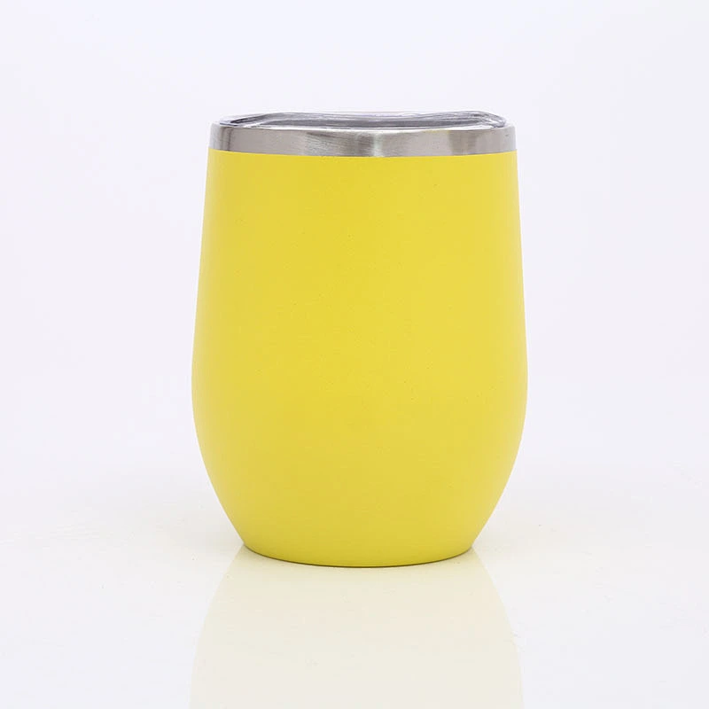 Powder coated 12oz double wall stainless steel vacuum insulated powder coated wine tumbler 5 colors in stock