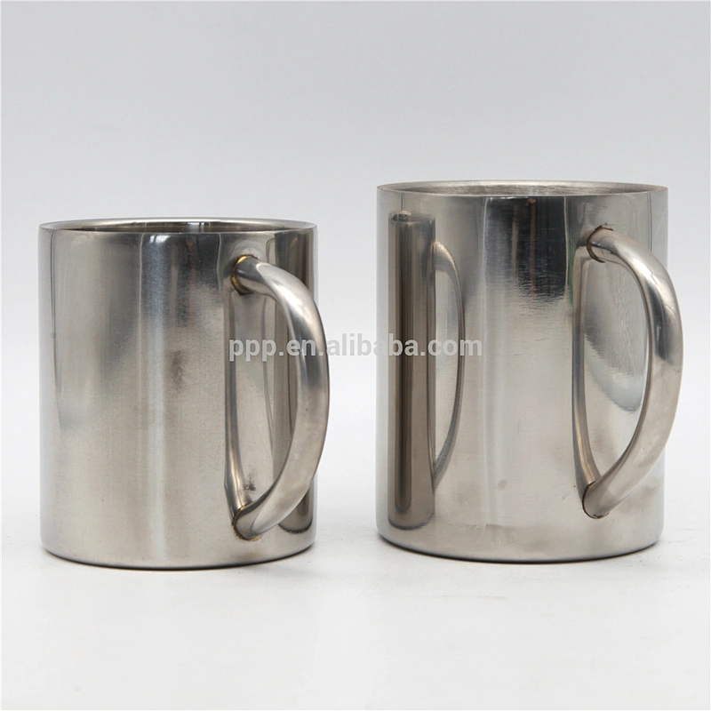 350ml double wall stainless steel logo customized vacuum insulated beer mug with fixed handle/coffee mug without lid
