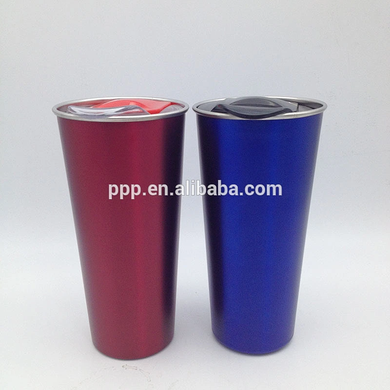 2017 new design double wall stainless steel vacuum water tumbler with non spill lid