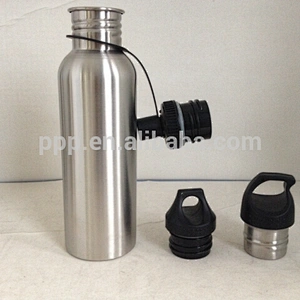 single wall stainless steel logo customized sports water bottle with wide mouth and large capacity/lids optional