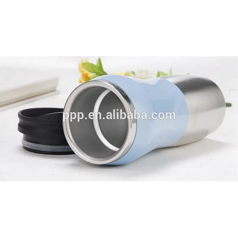 Inner stainless steel outer plastic auto mug without handle