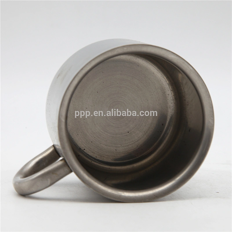factory wholesale double wall stainless steel logo customized beer mug with fixed semicircular stainless steel handle/coffee mug