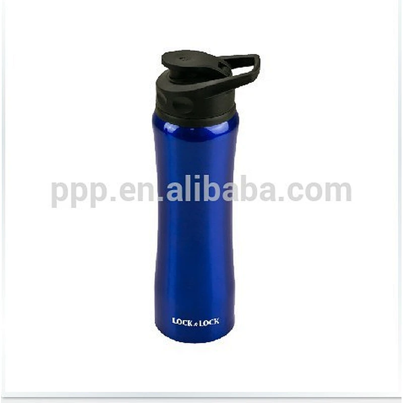 750ml logo customized single wall stainless steel sports water bottle with fixed handle and flap cover