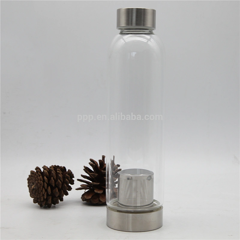 500ml single wall glass water tumbler with diving bag and rosebox/multiplied lid choice/clear body