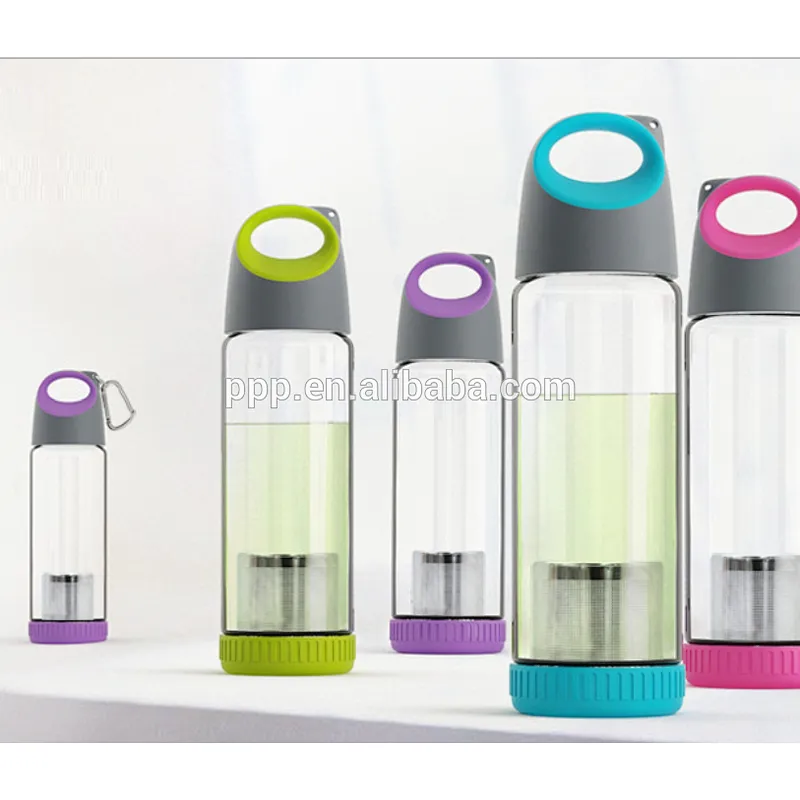 BPA free Custom Borosilicate Glass Sports Water Bottle Stainless Infuser Manufacturer