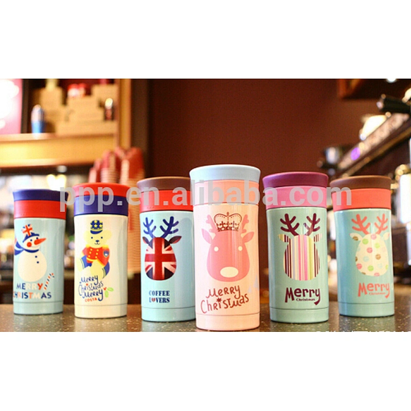 330ml double wall stainless steel double lids vacuum flask/insulated straight bottle for christamas gift