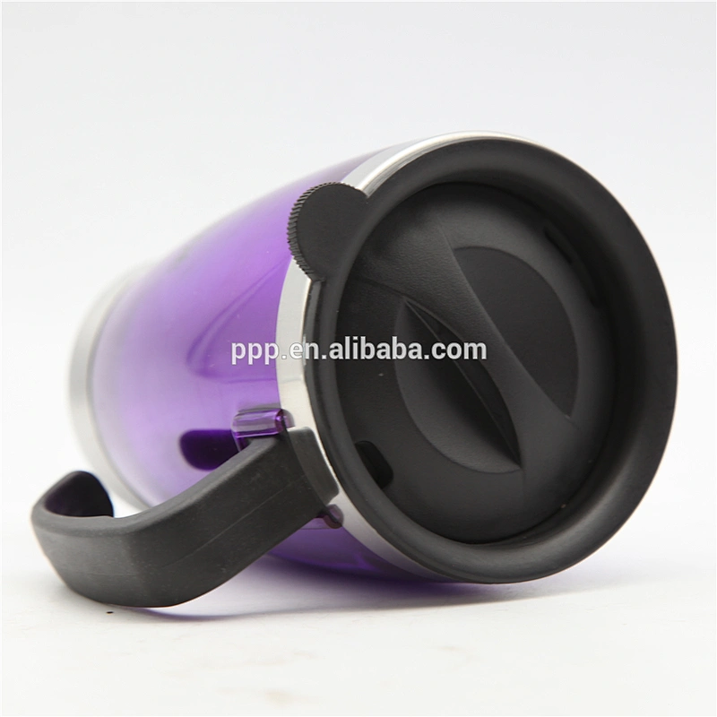 Fashionable double wall inner Stainless Steel outer plastic Auto Mug ,coffee mug with handle