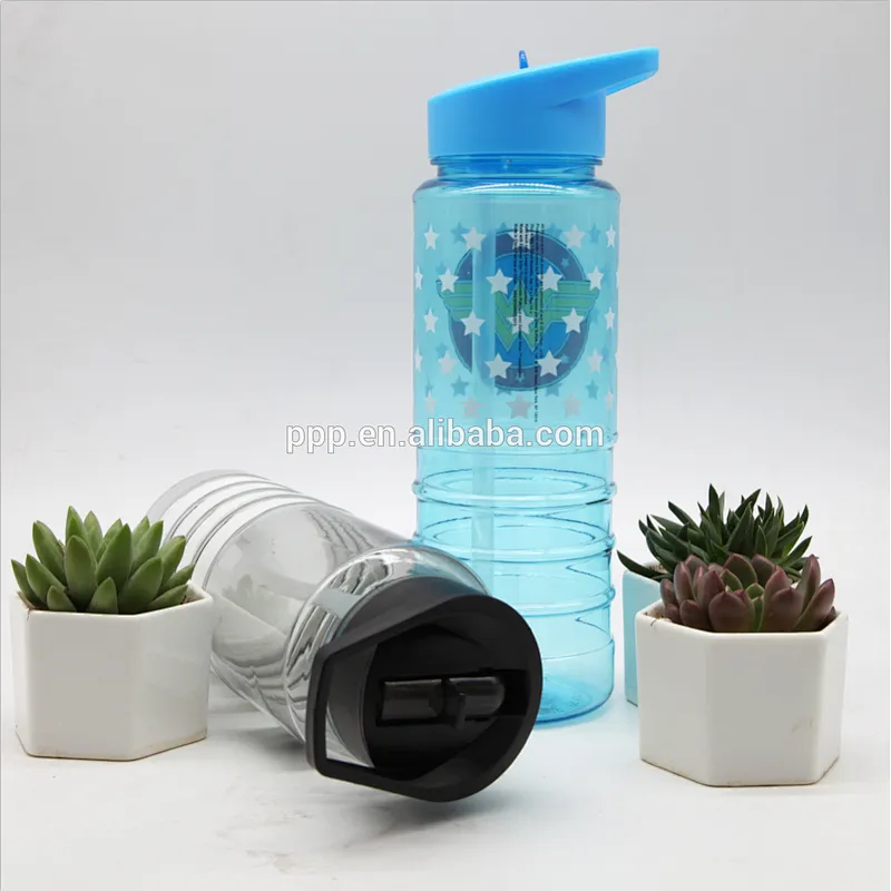 wholesale tritan single wall BPA free plastic water sports bottle with handle