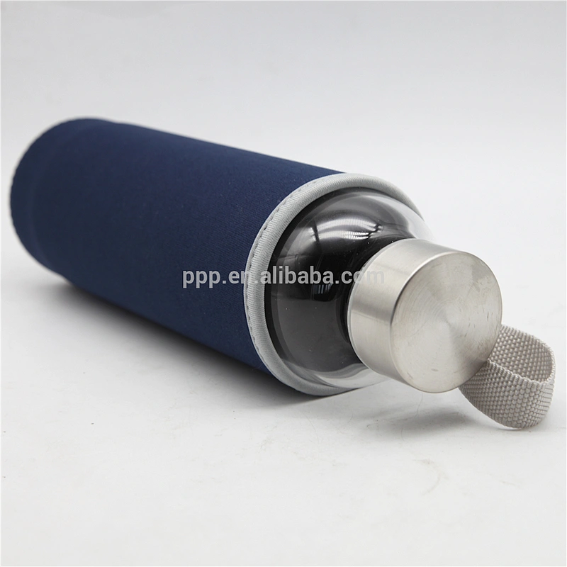 500ml single wall glass water tumbler with diving bag and rosebox/multiplied lid choice/clear body