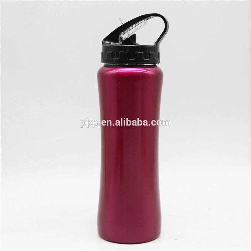 Single wall stainless steel sports water bottle with two different lids