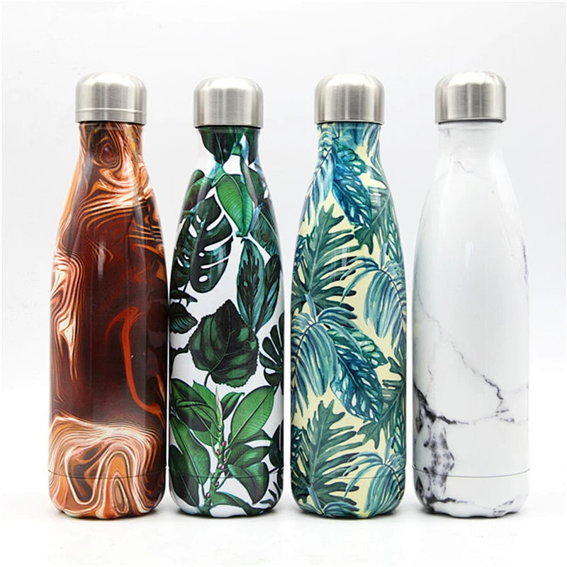 Gas dyer printing cola shaped double walled stainless steel vacuum insulated sports  bottle