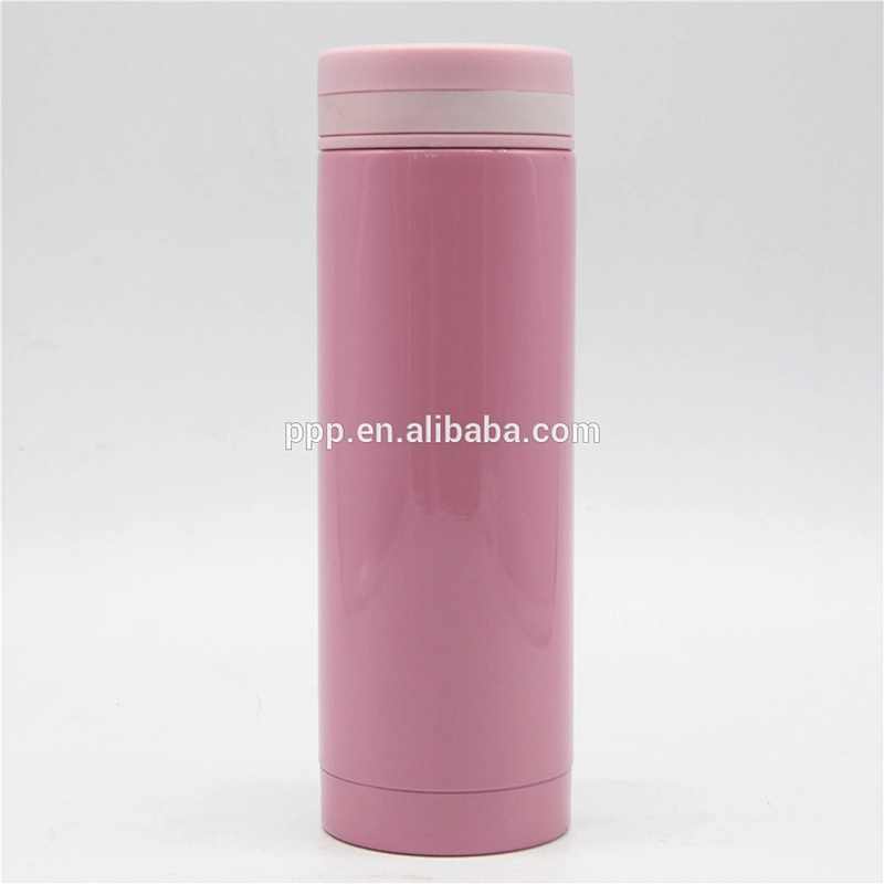 Pink double wall stainless steel stright body vacuum water bottle for girs