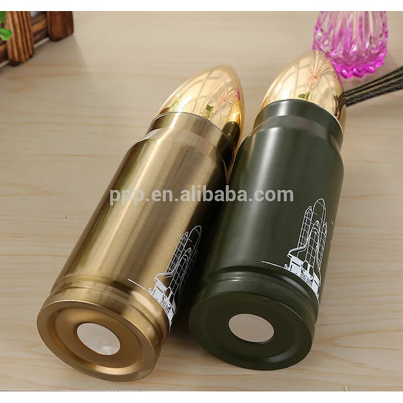 350\500ml double wall high quality stainless steel vacuum flask with bullet shape cover