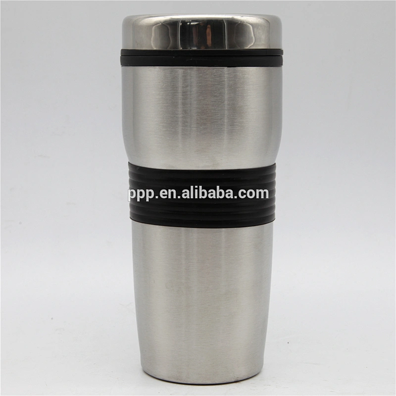 double wall fresh plastic inner stainless steel outer travel mug insulated auto mug custom printed