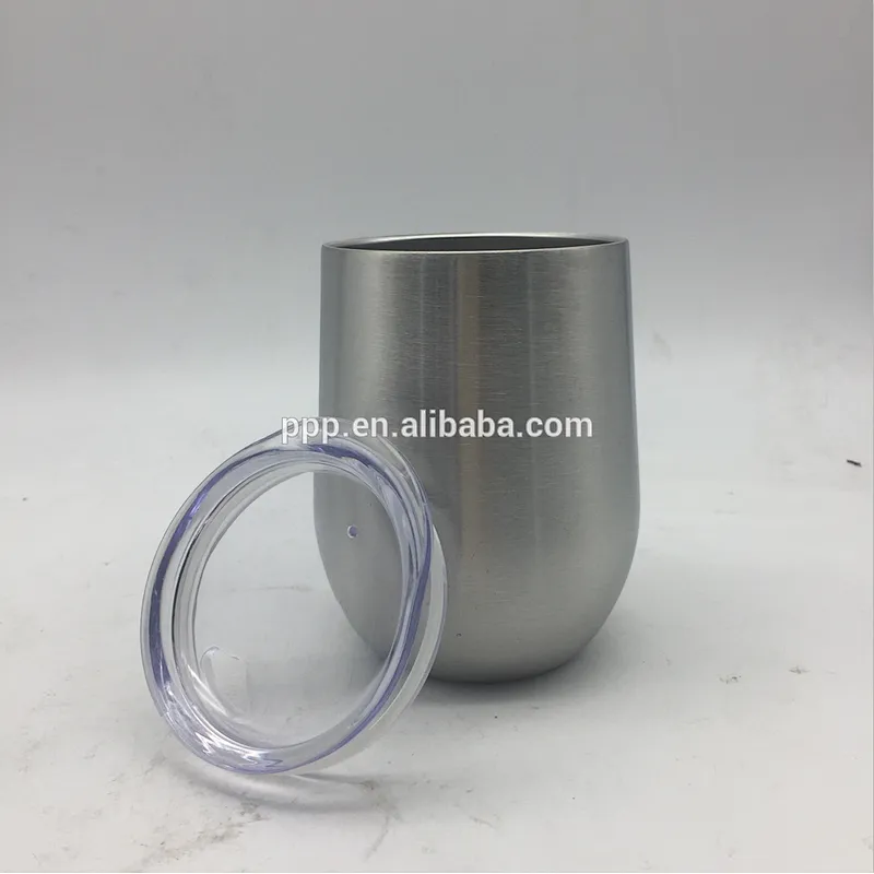 9oz new style double wall stainless steel metal clarity drop tumbler egg shaped cup with lid