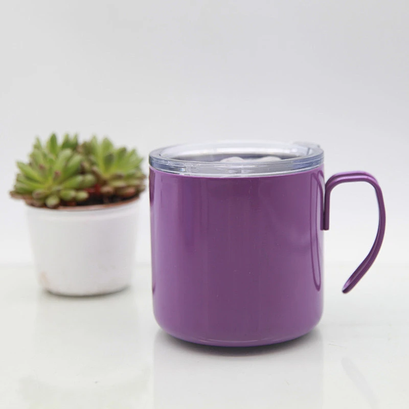 Double wall stainless steel insulated 10oz water cup with handle