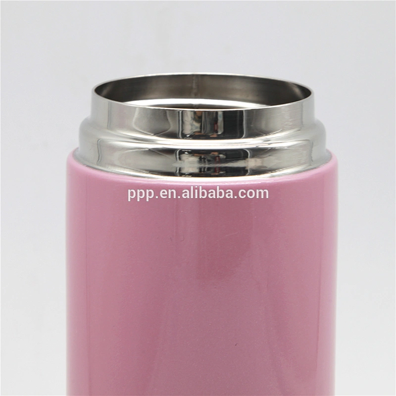 Pink double wall stainless steel stright body vacuum water bottle for girs