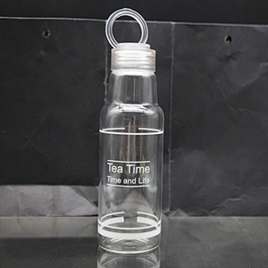 borasilicate glass bottle with string handle