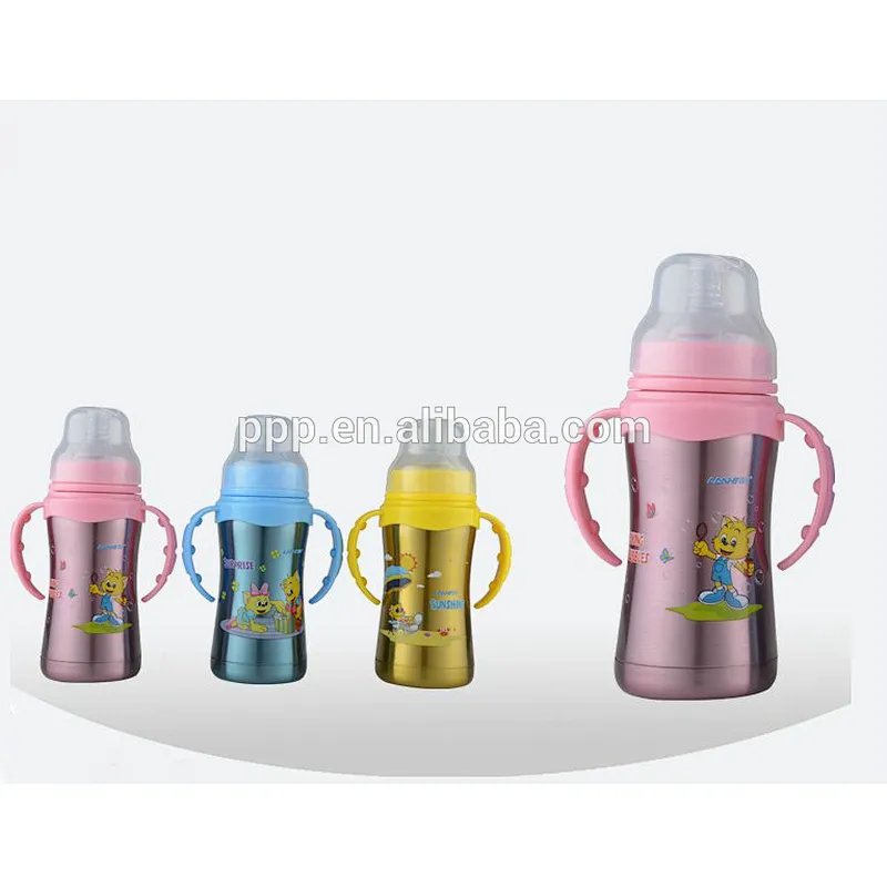 Double wall kids water bottle stainless steel vacuum insulated bottle with straw lid