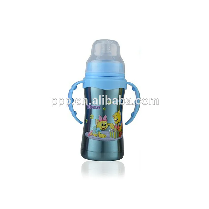 Double wall kids water bottle stainless steel vacuum insulated bottle with straw lid