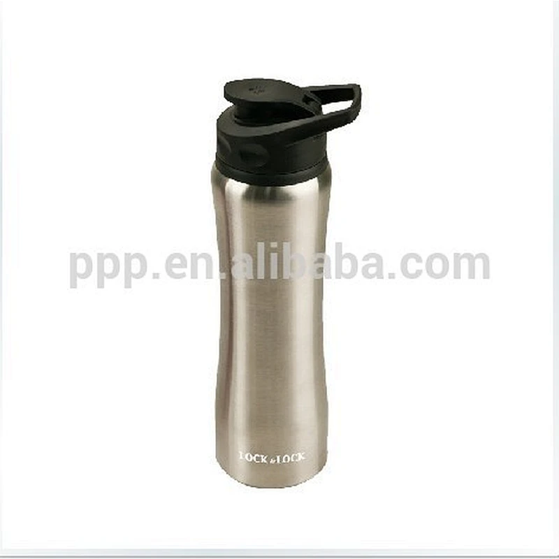 750ml logo customized single wall stainless steel sports water bottle with fixed handle and flap cover