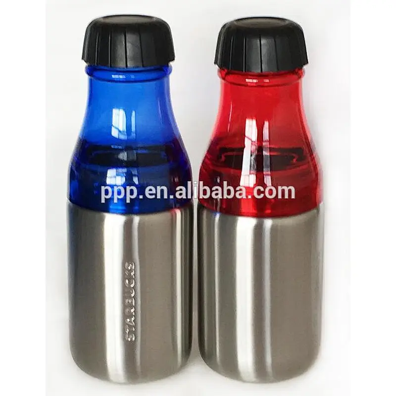 New design double wall upper plastic bottem stainless steel insulated sports water bottle