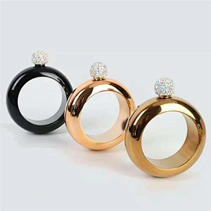 3.5oz stainless steel bracelet hip flask rainbow fashion high quality wine flask with diamond lid