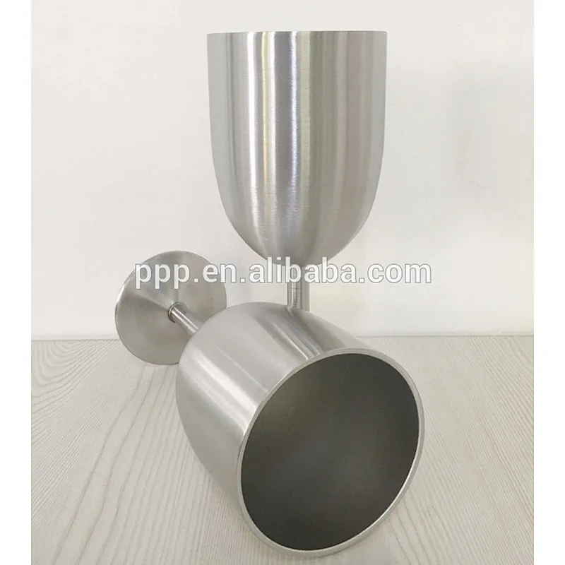 High quality doouble wall stainless steel stemmed wine glass with lid