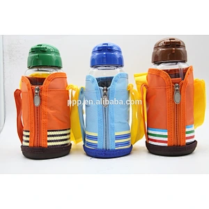 Easy carring kid's glass water bottle with straw and cup sleeve