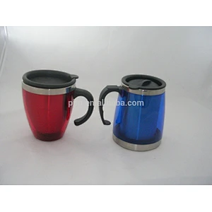 450ml eco-friendly FDA LFGB plastic colorful stainless steel coffee mug travel cup tumbler