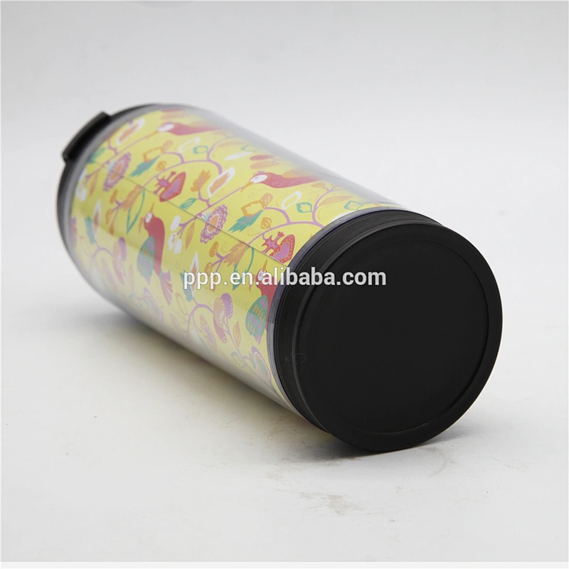 High quality detachable double wall plastic auto mug with paper insert