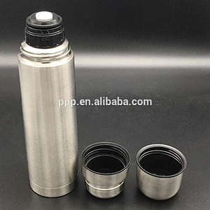 Outdoor double wall stainless steel vacuum flask with two cup lid
