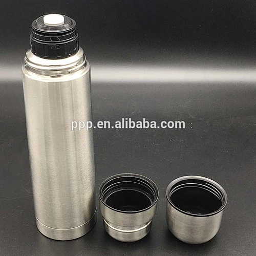 Outdoor double wall stainless steel vacuum flask with two cup lid